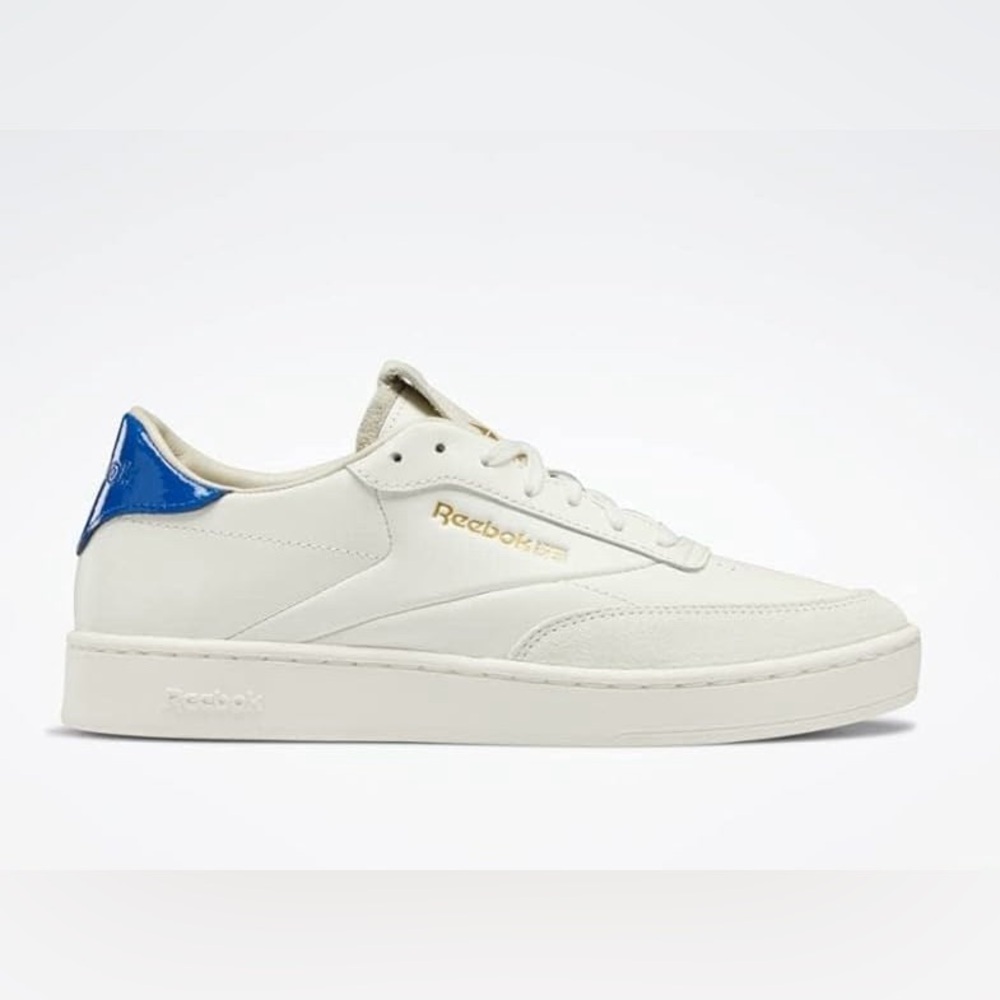 Reebok White Sneakers with Blue Heel Accent